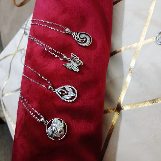 Elegant Silver-Tone Pendant Necklace Collection – Set of Designer Styles